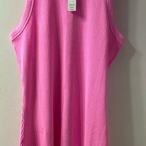 Pink Sleeveless Ribbed dress
